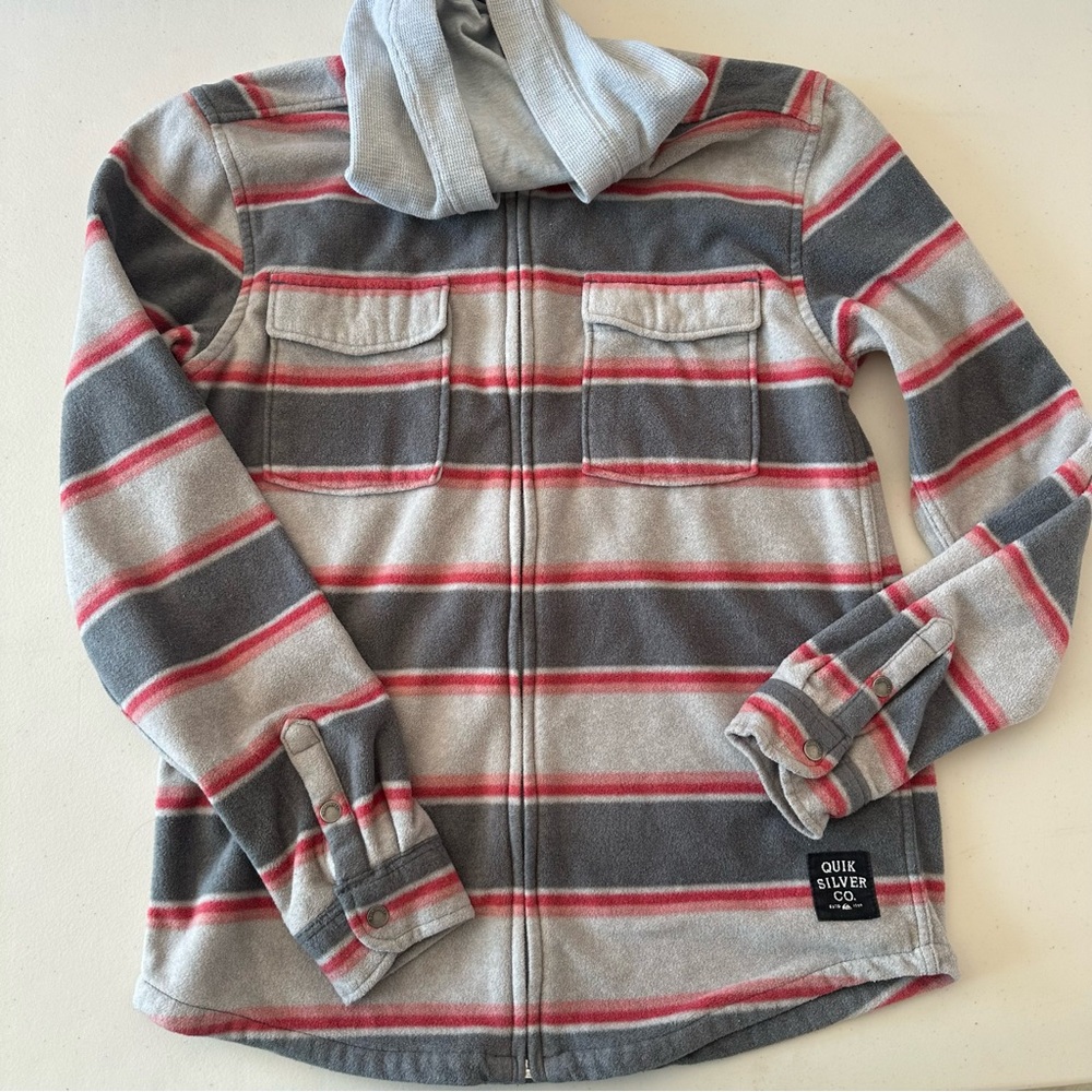 Boys Quicksilver regular fit gray and red striped sweatshirt size large